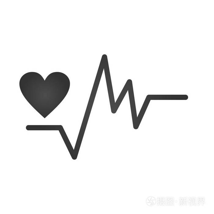 平面设计中的心跳符号或图表. 白色背景下分离的矢量插图