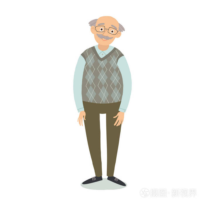 戴眼镜的老人.有胡子的老人.