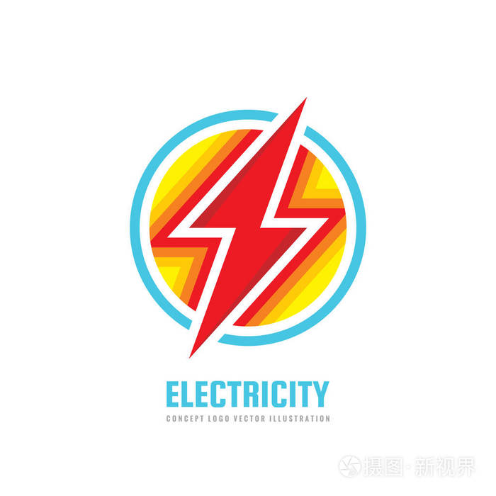 电力图标标志. 电子抽象符号. 平面设计元素.