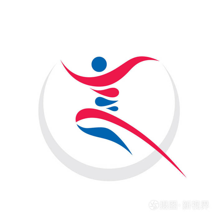 抽象人物概念商业标志模板矢量插图. 跑步男子创意标志.