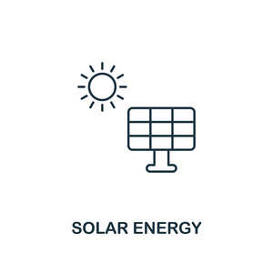 太阳能图标轮廓样式。从功率和能量图标收集的优质象形图设计。简单的细线元素。用于网页设计移动应用程序和打印使用的太阳能图标
