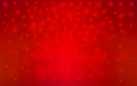 浅红色矢量图案与圣诞雪花。 雪在模糊的抽象背景上有梯度。 新年设计为您的广告海报横幅。