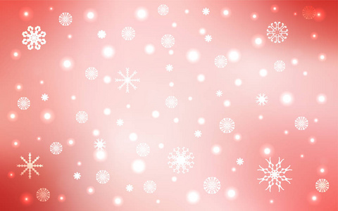 淡红色矢量背景与圣诞雪花。 装饰闪亮的插图与雪在抽象模板。 该模式可用于新年传单。