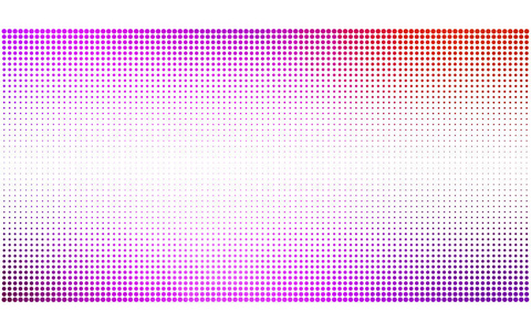 浅粉红色矢量图案与彩色球体。 半色调风格的白色背景上重复圆圈的几何样本。