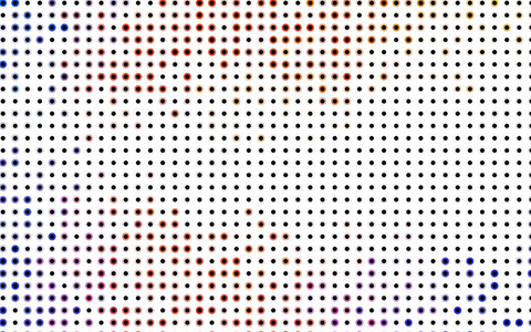 浅蓝色矢量红色图案的几何圆形状。 五颜六色的马赛克横幅。 带有彩色磁盘的几何背景。