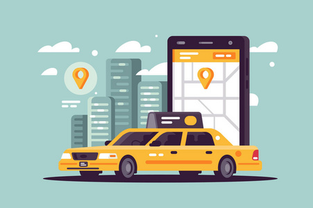使用智能手机和在线应用的现代出租车呼叫