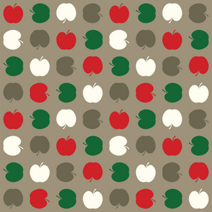 苹果在灰色背景上无缝纹理绿红