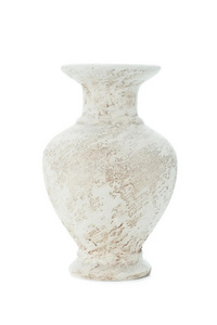 白色隔离的旧花瓶