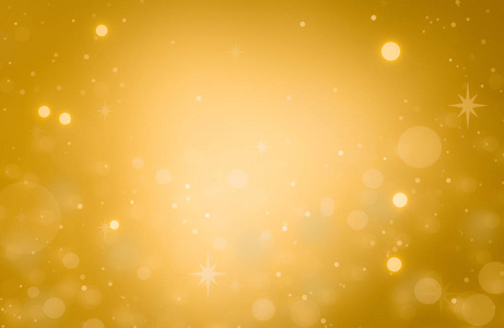圣诞节发光的金色背景。 圣诞灯。 黄金假日新年抽象闪光离焦背景闪烁的星星和火花。 模糊的波克。