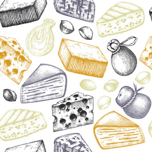 图形风格的奶酪设计分类，矢量插图