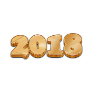 黄金3D风格2018年新年标志。 矢量图。