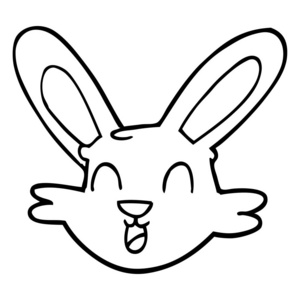 线描卡通可爱的兔子