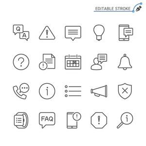 信息和通知行图标。 可编辑笔画。 像素
