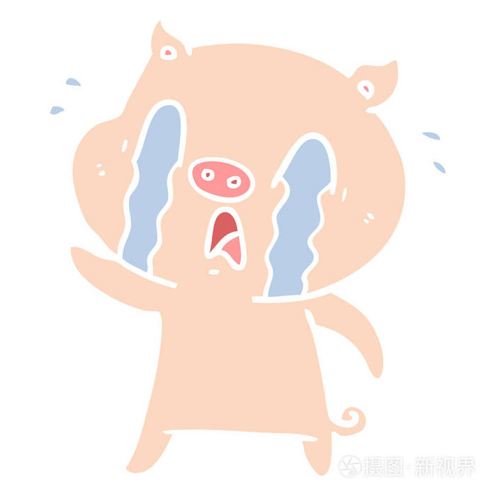 哭猪平色风格卡通