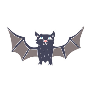 万圣节蝙蝠的平面彩色插图