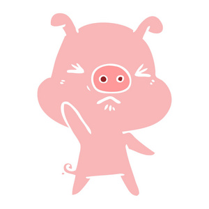 平色风格卡通愤怒的猪
