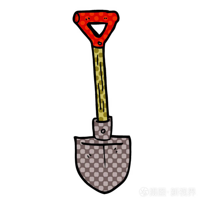 白色背景上隔离的卡通涂鸦铲子