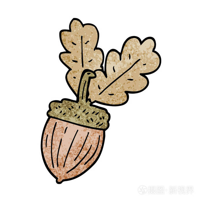 卡通涂鸦橡子插图