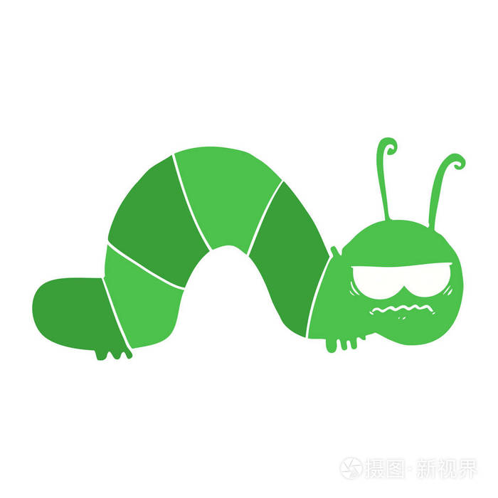 平色风格卡通暴躁毛毛虫插画-正版商用图片13ycau-摄