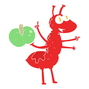 苹果蚂蚁平面彩色插图