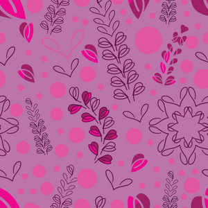 薰衣草花喜欢。 抽象现代薰衣草花卉无缝重复图案背景的粉红色和紫色。精致的图案背景。 表面图案设计完美的织物剪贴簿壁纸。