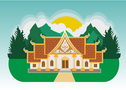 泰国亚洲寺庙矢量
