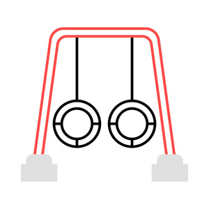 公园秋千平面图标隔离白色背景矢量插图