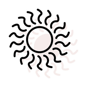 太阳平面图标矢量插图夏季时间概念