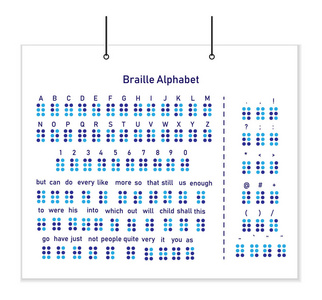 字母表是海报上的盲文字体。字母单词数字和标点