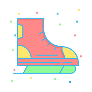 冰滑鞋平面图标隔离白色背景矢量插图