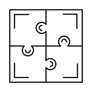 拼图游戏平面图标隔离白色背景矢量插图