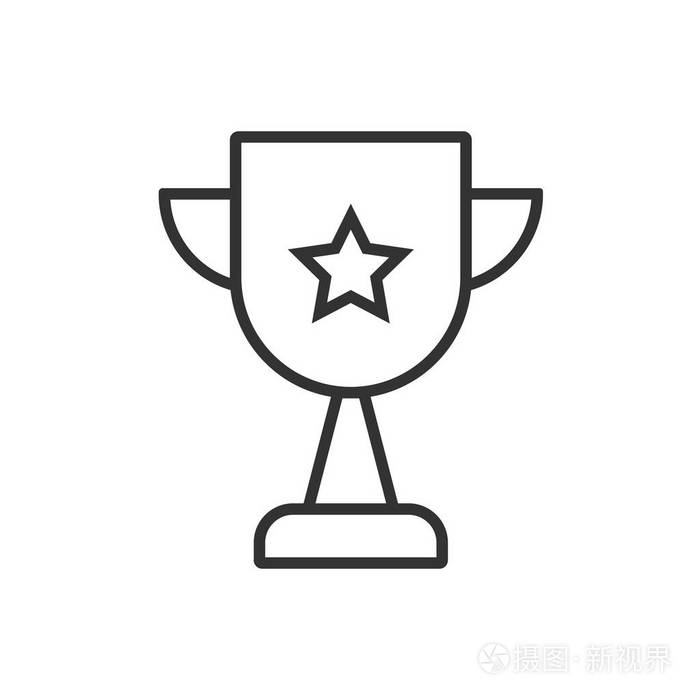 白色背景上的奖杯线图标. 矢量插图插画-正版商用图片