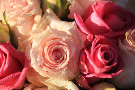 混合粉色玫瑰花婚礼装饰