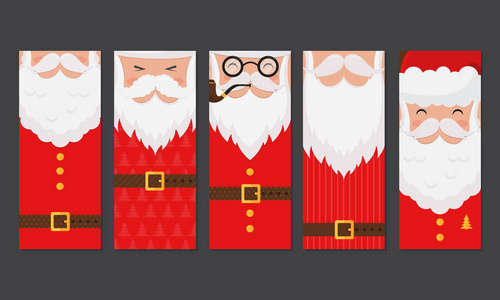 矢量圣诞快乐和新年快乐贺卡与可爱的圣诞老人设计。 完美的礼品标签海报发髻。 圣诞老人收藏。