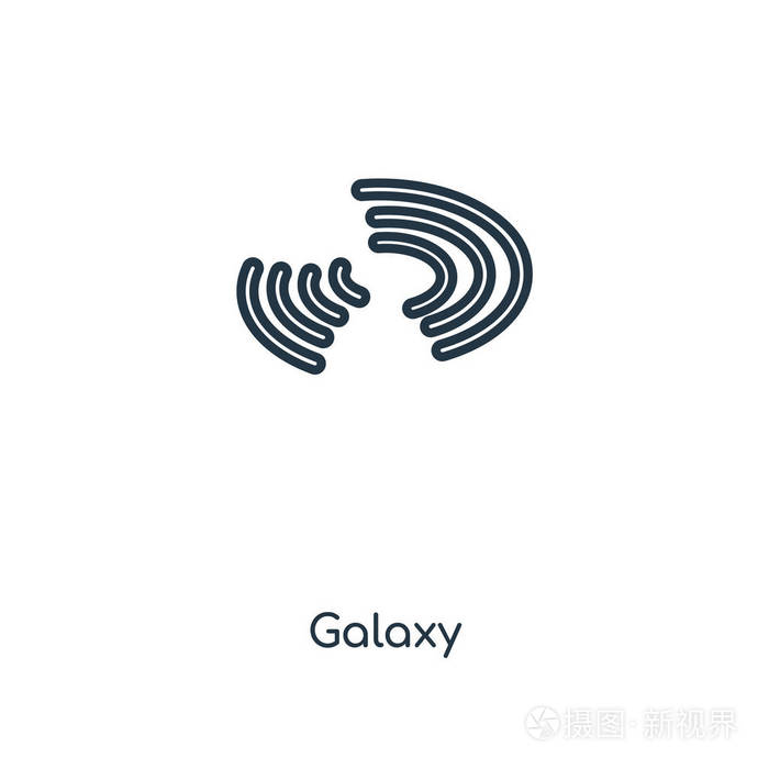 银河图标在时尚的设计风格. 星系图标孤立在白色背景上.