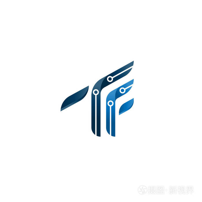 抽象tf字母初始标志. 象征tf几何字母表图标矢量标志模板.