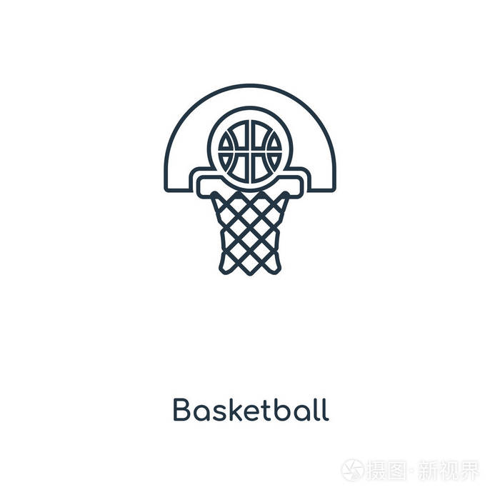 篮球图标在时尚的设计风格篮球图标孤立在白色背景上篮球矢量图标简单