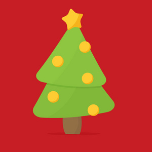 装饰常绿树圣诞概念矢量插图