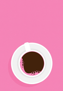 粉红色背景矢量插图咖啡杯