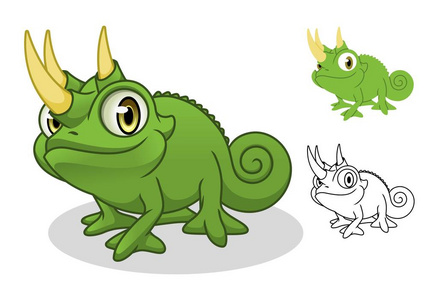 s chameleon cartoon character mascot design, including flat and 