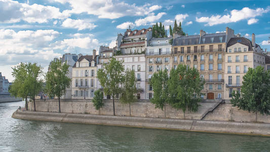 Orleans, typical facades and quays in spring 