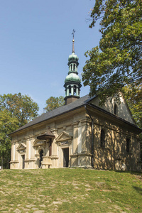 在波兰克拉科夫附近的卡尔瓦里亚Zebrzydowska的玛丽安激情保护区卡尔瓦里亚路上的教堂之一。 联合国教科文组织世界遗产地。