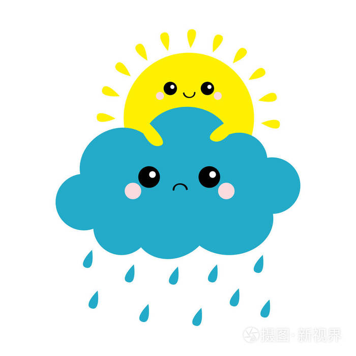 永远的朋友. 蓬松的云. 可爱的卡通云景. 多云天气标志符号.