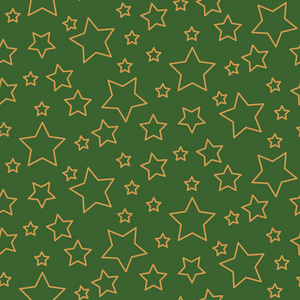 明星无缝图案背景绿色和金色的形状在复古风格
