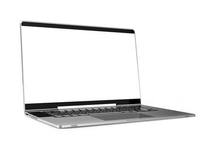 笔记本电脑金属颜色与空白屏幕模拟隔离和裁剪路径上的白色背景。 三维渲染。