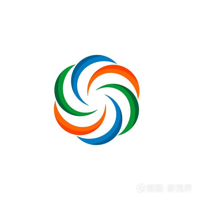 五颜六色的风车标志模板