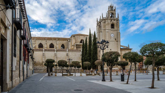 西班牙帕伦西亚卡斯蒂利亚和里昂哥特式大教堂的景色