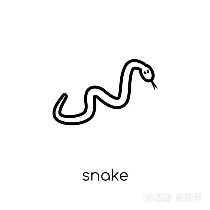 时尚现代平面线性矢量蛇图标白色背景从细线动物收集可编辑轮廓笔画