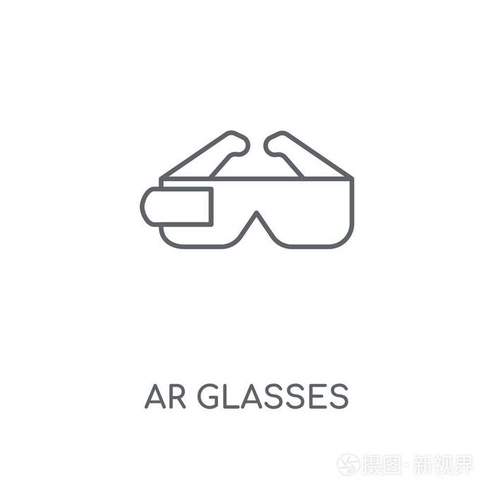 ar眼镜线性图标ar眼镜概念笔画符号设计薄图形元素矢量插图轮廓图案在