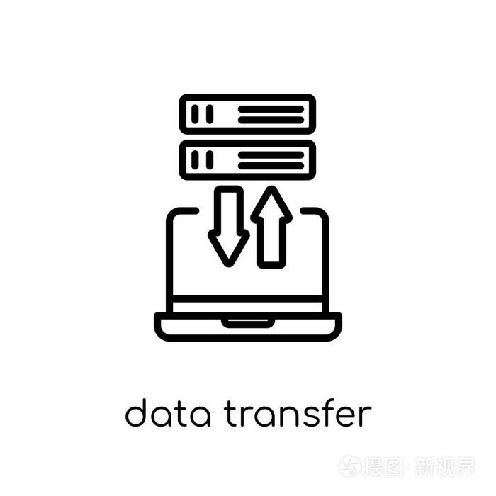平面线性矢量数据传输图标白色背景从细线互联网安全和网络收集可编辑